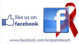Thumbs Up with Like us on Facebook. www.facebook.com/testpalmbeach. Red Ribbon.