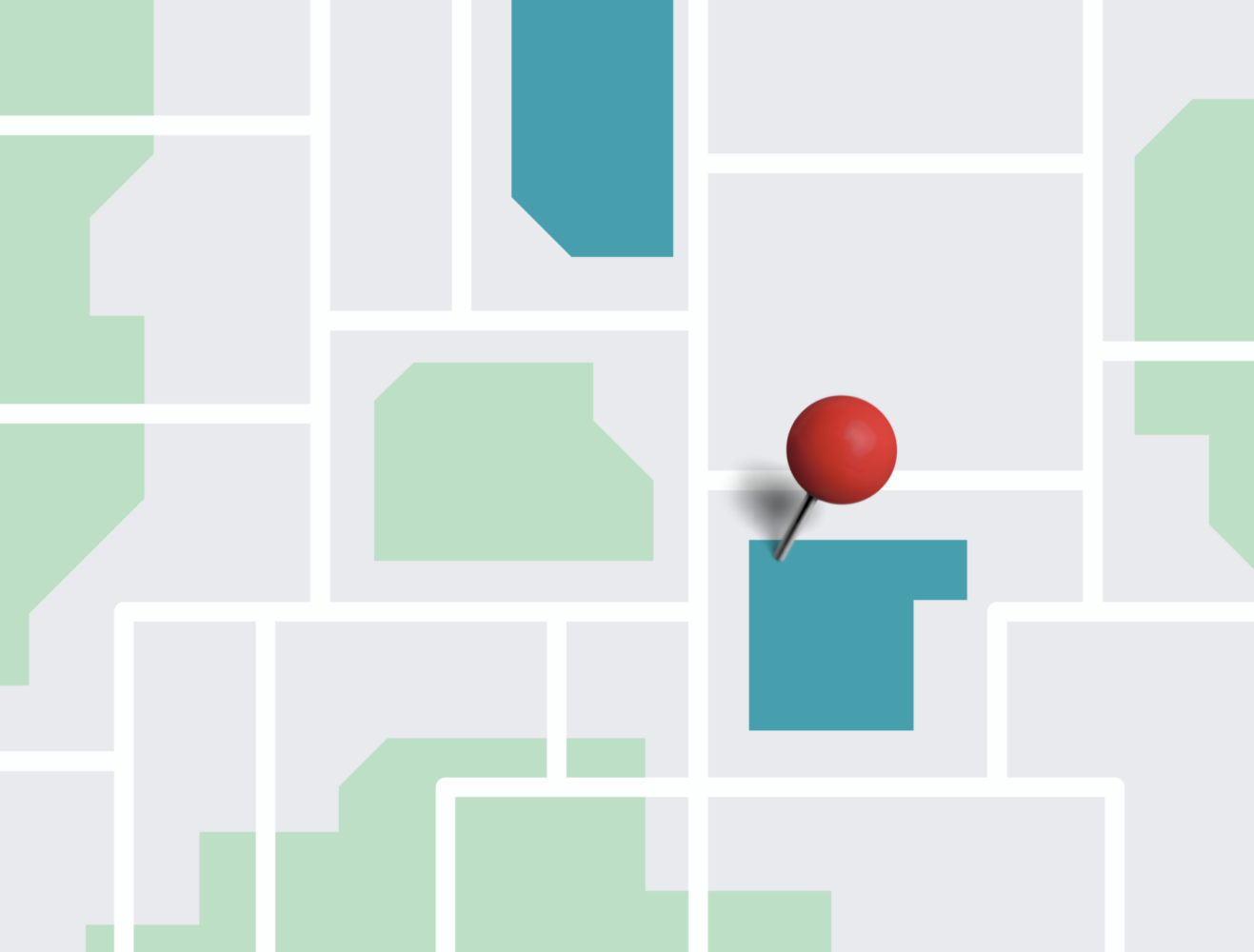 map with a red pin point